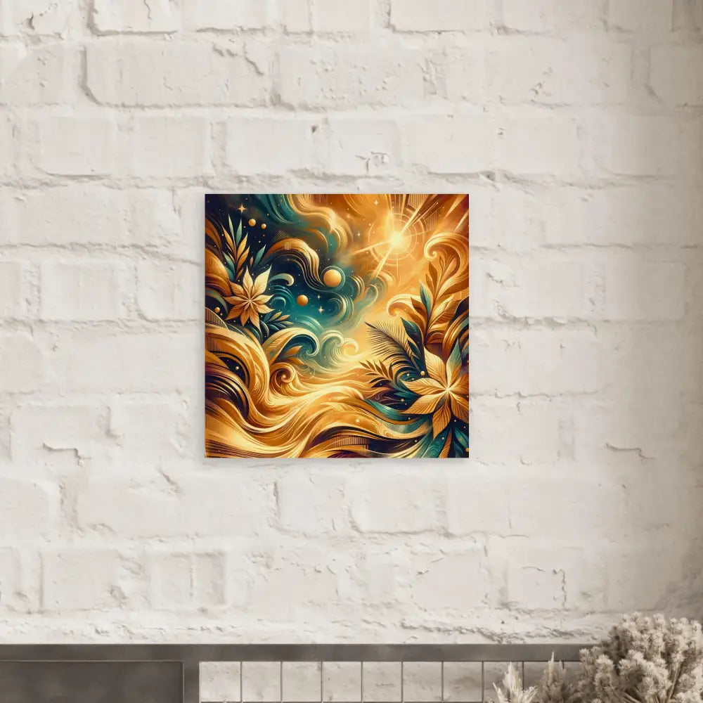 Square abstract floral art print on wood forNebula Bloom Cascade PixiOnyx Natural cosmic grain