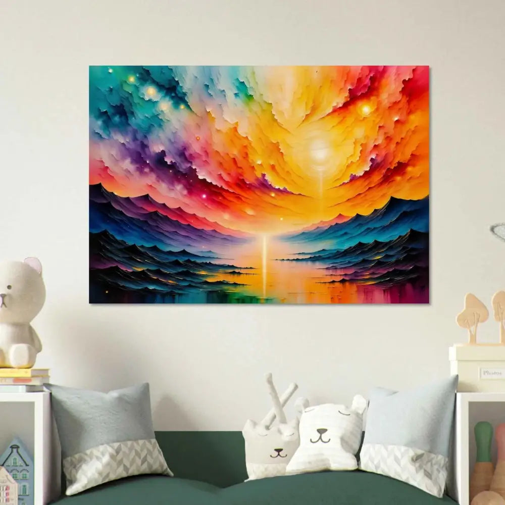 Discover Radiant Horizon vibrant colorful abstract landscape painting on canvas for wall art