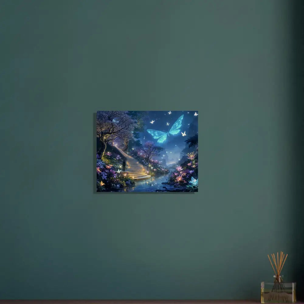 Fantasy butterfly garden wall art from PixiOnyx Biolumina Valley Beyond wood prints