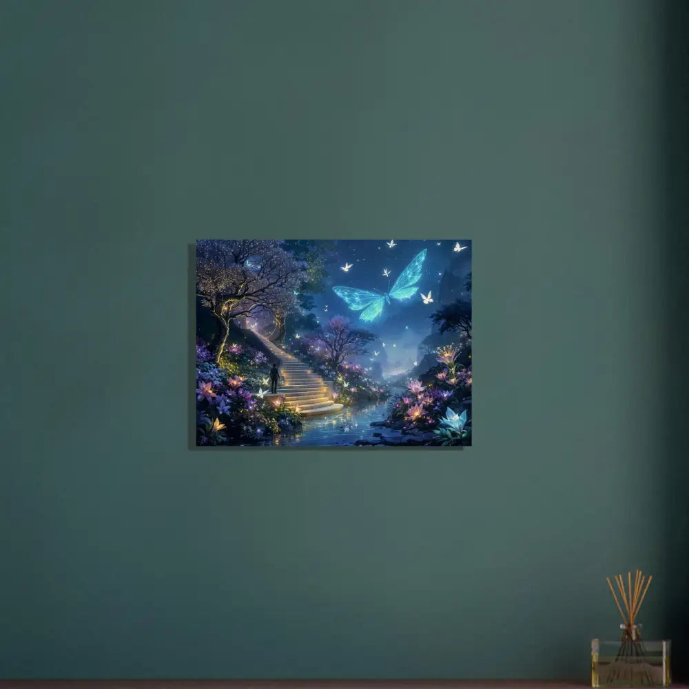 Fantasy butterfly garden canvas print from PixiOnyx Biolumina Valley Beyond landscape