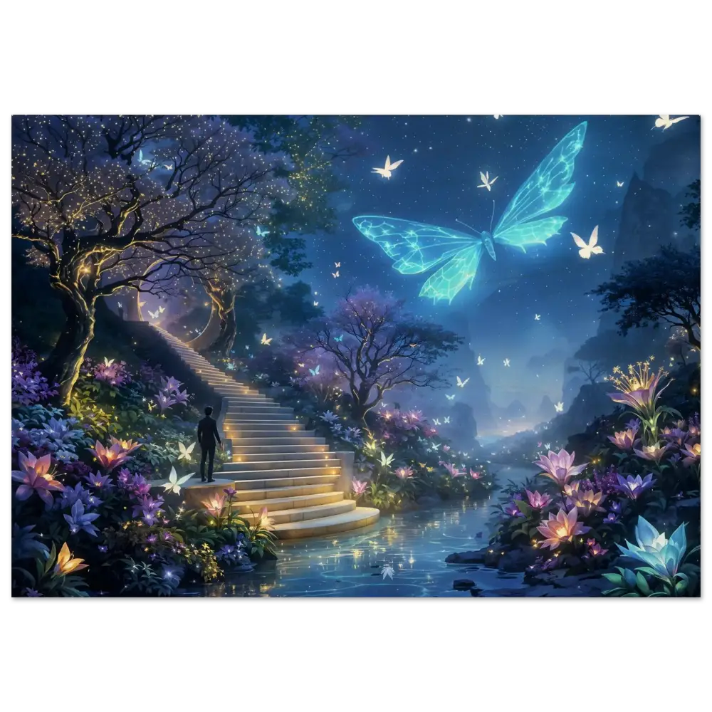 Enchanted fantasy landscape on Wood Prints Biolumina The Valley Beyond PixiOnyx