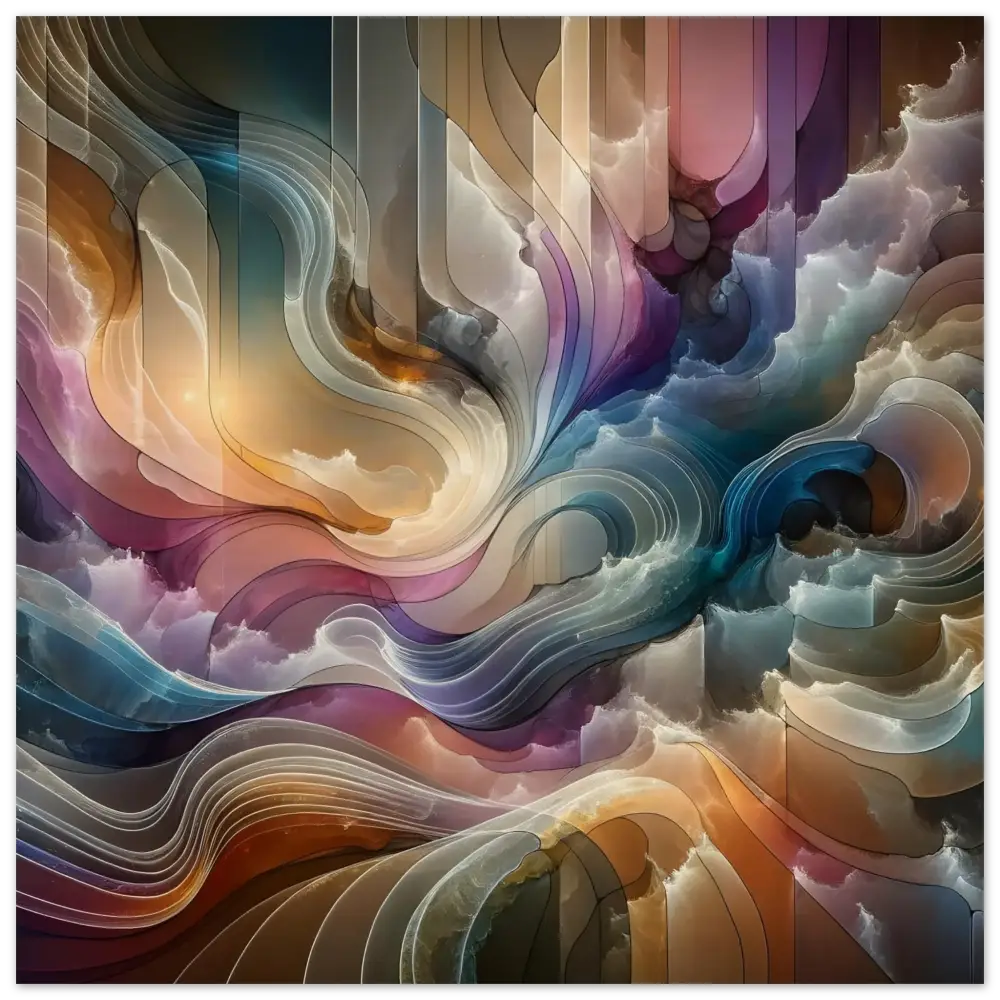 Abstract swirling cloudscape artwork on Wood Prints Celestial Layer Flux PixiOnyx Earthgrain Edition