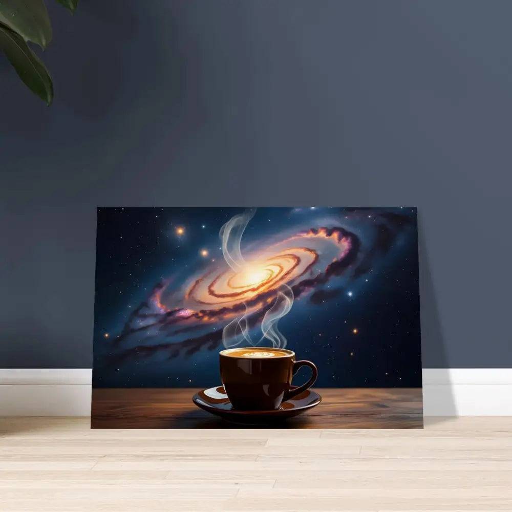 Coffee cup with galaxy steam from Wood Prints Cosmic Brew PixiOnyx Dreamscape Wood Series