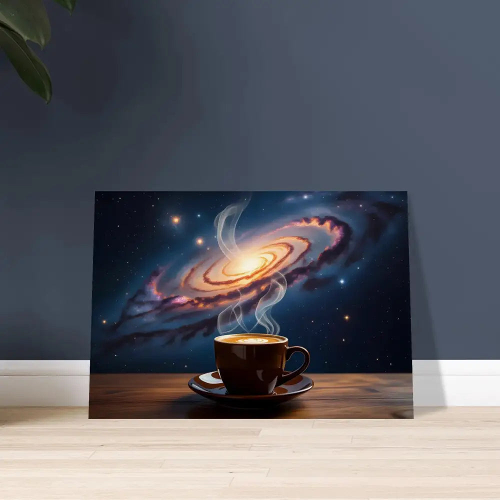 Galaxy coffee art on Wood Prints Cosmic Brew PixiOnyx Dreamscape Wood Series