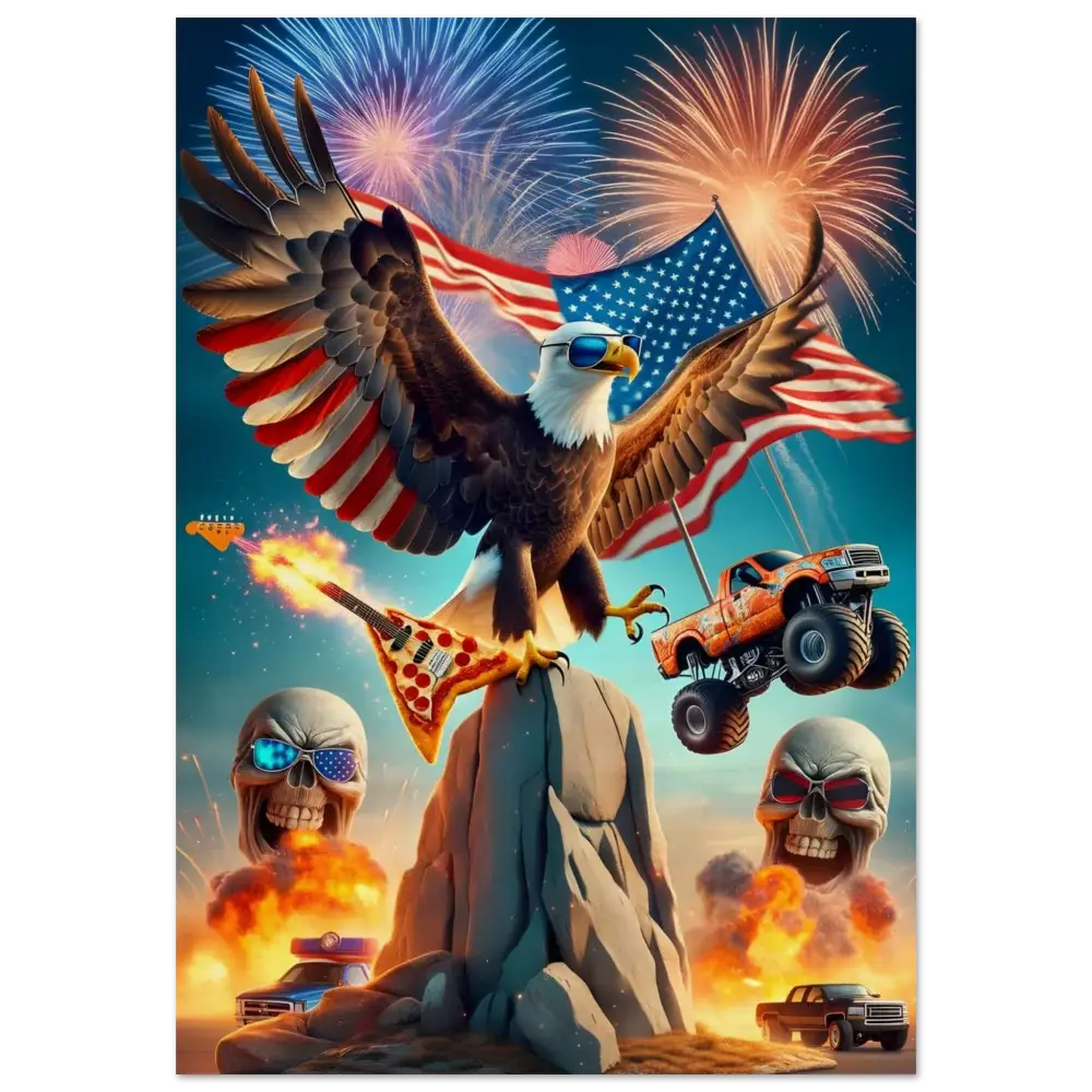 Patriotic American collage displayed on Wood Prints – Freedom Shreds Eternal PixiOnyx Rustic Americana