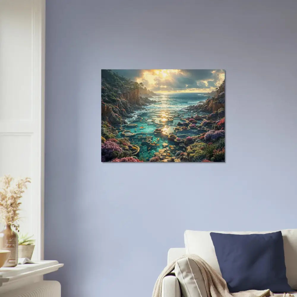 Coastal landscape painting on Wood Prints Garden of the Tides PixiOnyx Tidegrain Harmony Edition