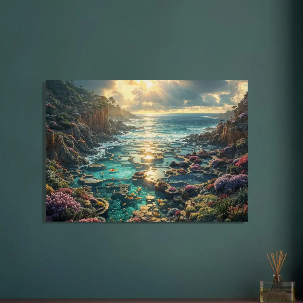 Wood Prints Garden of the Tides coastal landscape painting by PixiOnyx Tidegrain Harmony Edition