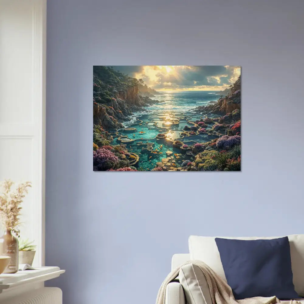 Coastal landscape wall art print titled Garden of the Tides in Tidegrain Harmony Edition