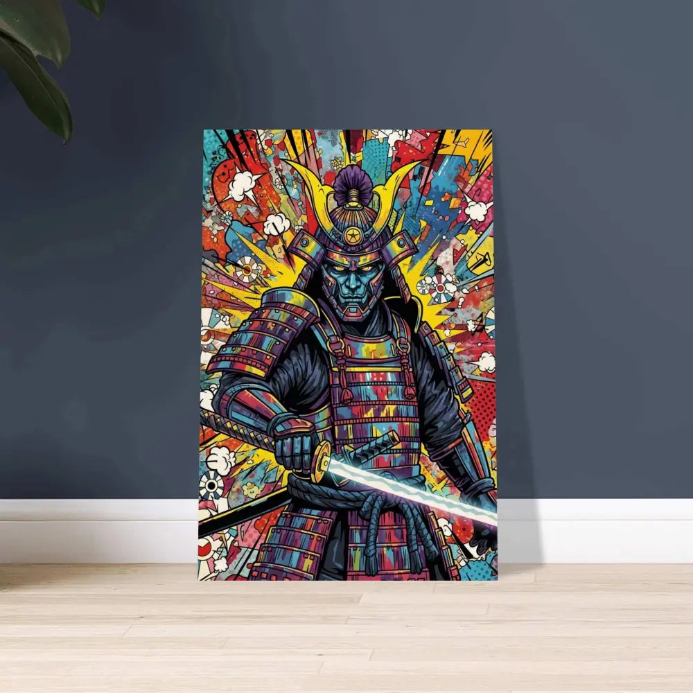 Vibrantly colored samurai splash artwork on canvas from PixiOnyx Timberline Series