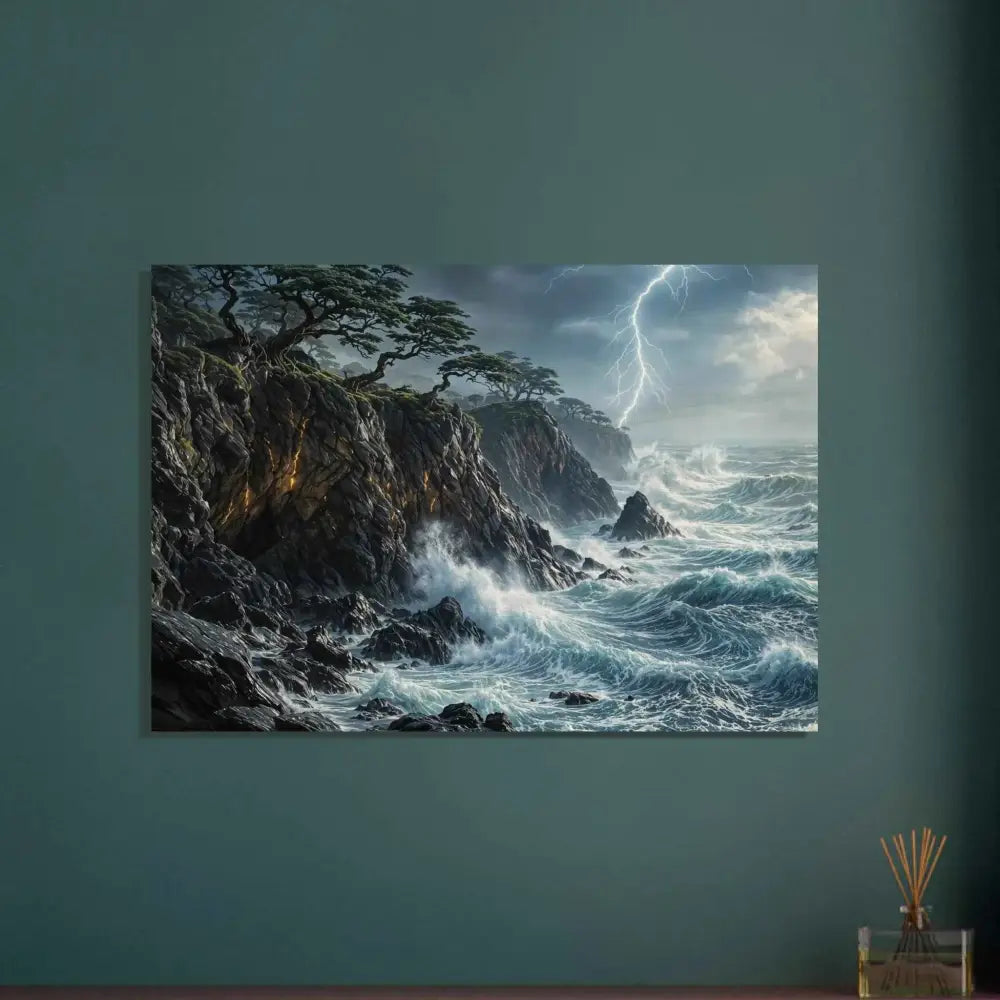 Dramatic stormy ocean seascape on wood prints with rustic feel in PixiOnyx Earthgrain Edition