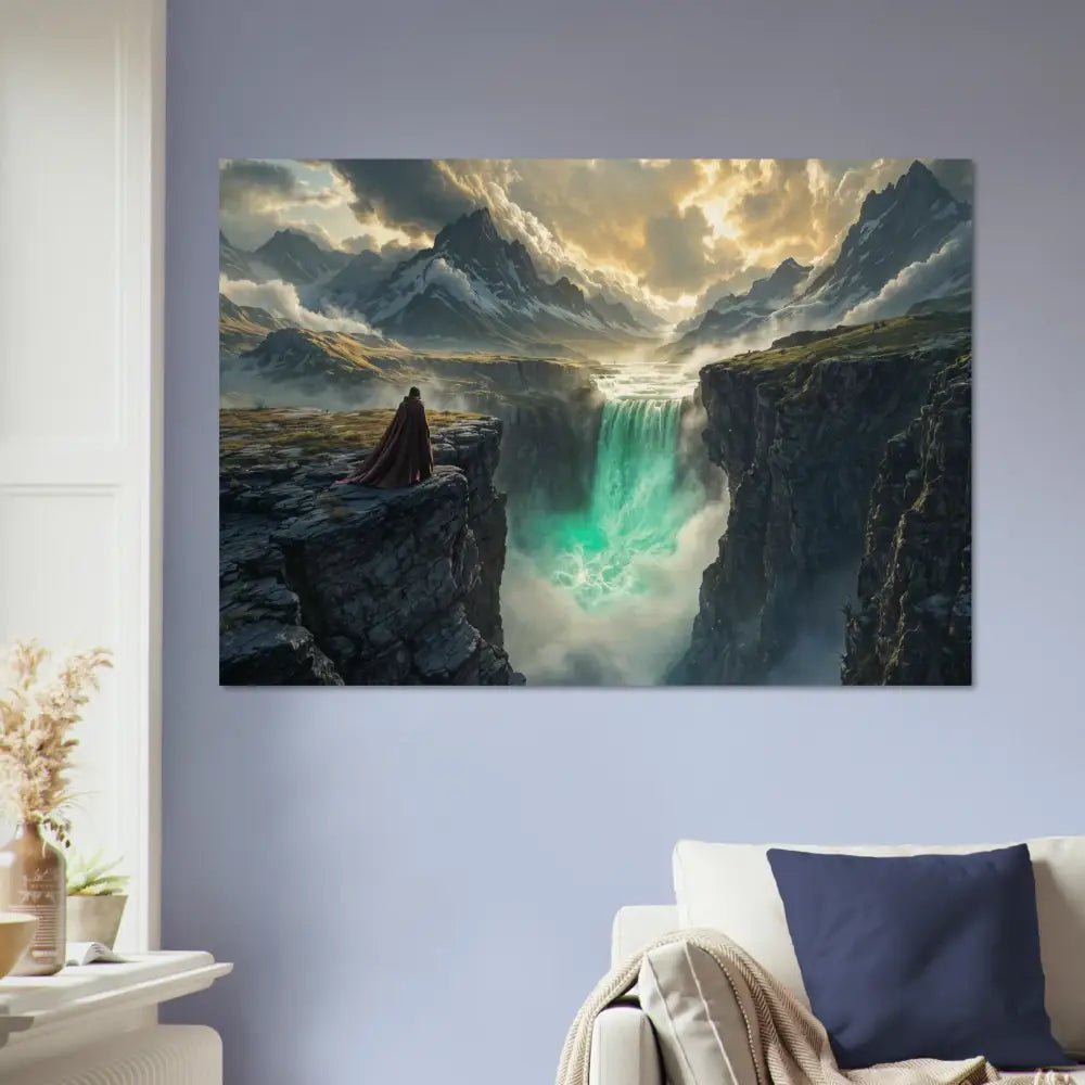 Fantasy landscape canvas art displayed on Wood Prints The Edge of Silence PixiOnyx Forestgrain Stillness Edition