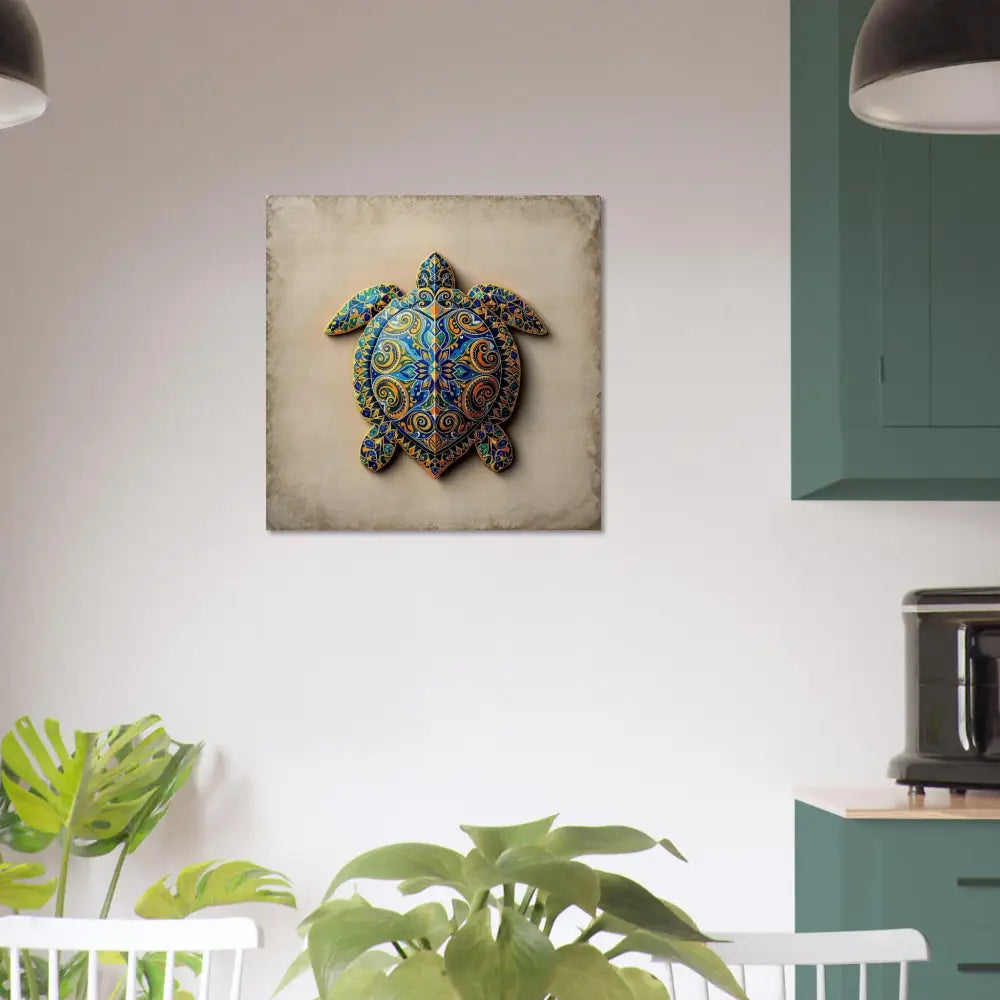 Ornate turtle wall art featuring intricate shell patterns on Wood Prints by PixiOnyx