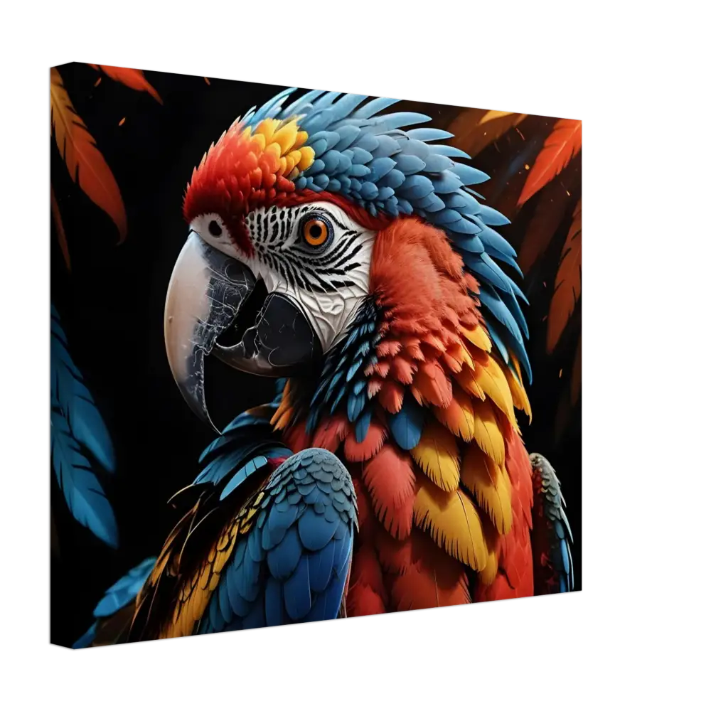 Colorful Macaw Portrait featuring vibrant feathers in Canvas Wall Art for home decor