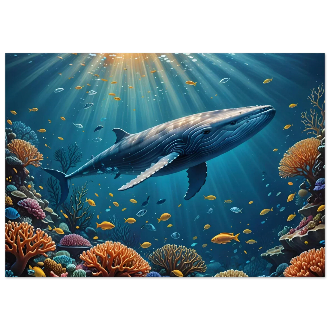 Underwater Blue Whale scene from PixiOnyx’s Dive into Tranquility Metal Print Collection