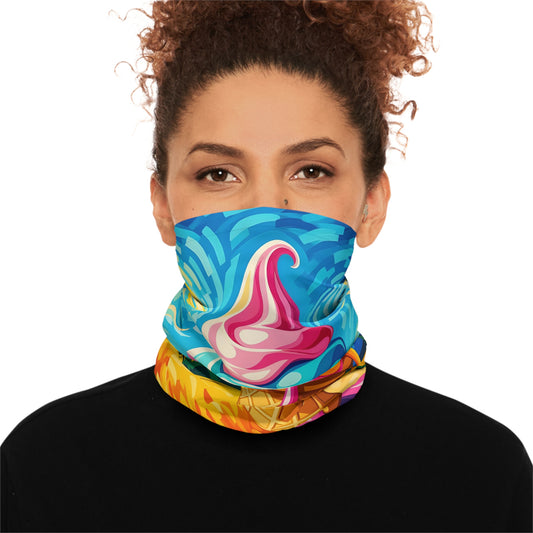 Colorful neck gaiter with ice cream design from PixiOnyx Festival Essential