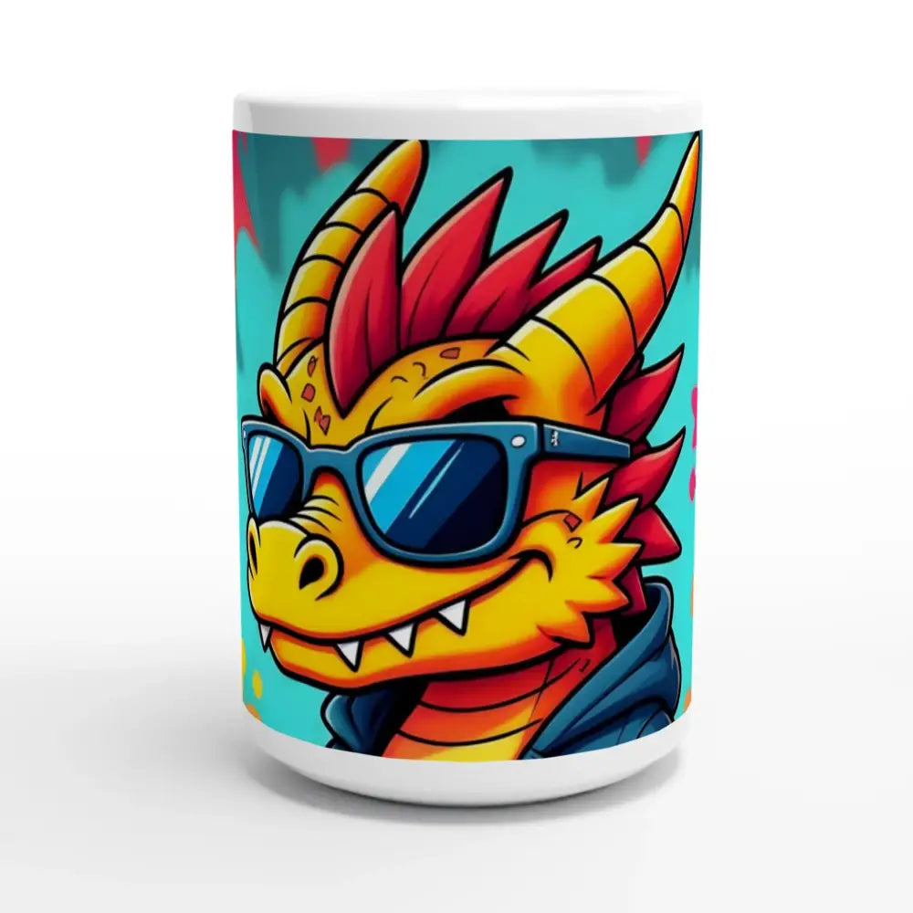 Dragon-themed ceramic mug with graffiti groove design for urban coffee vibes