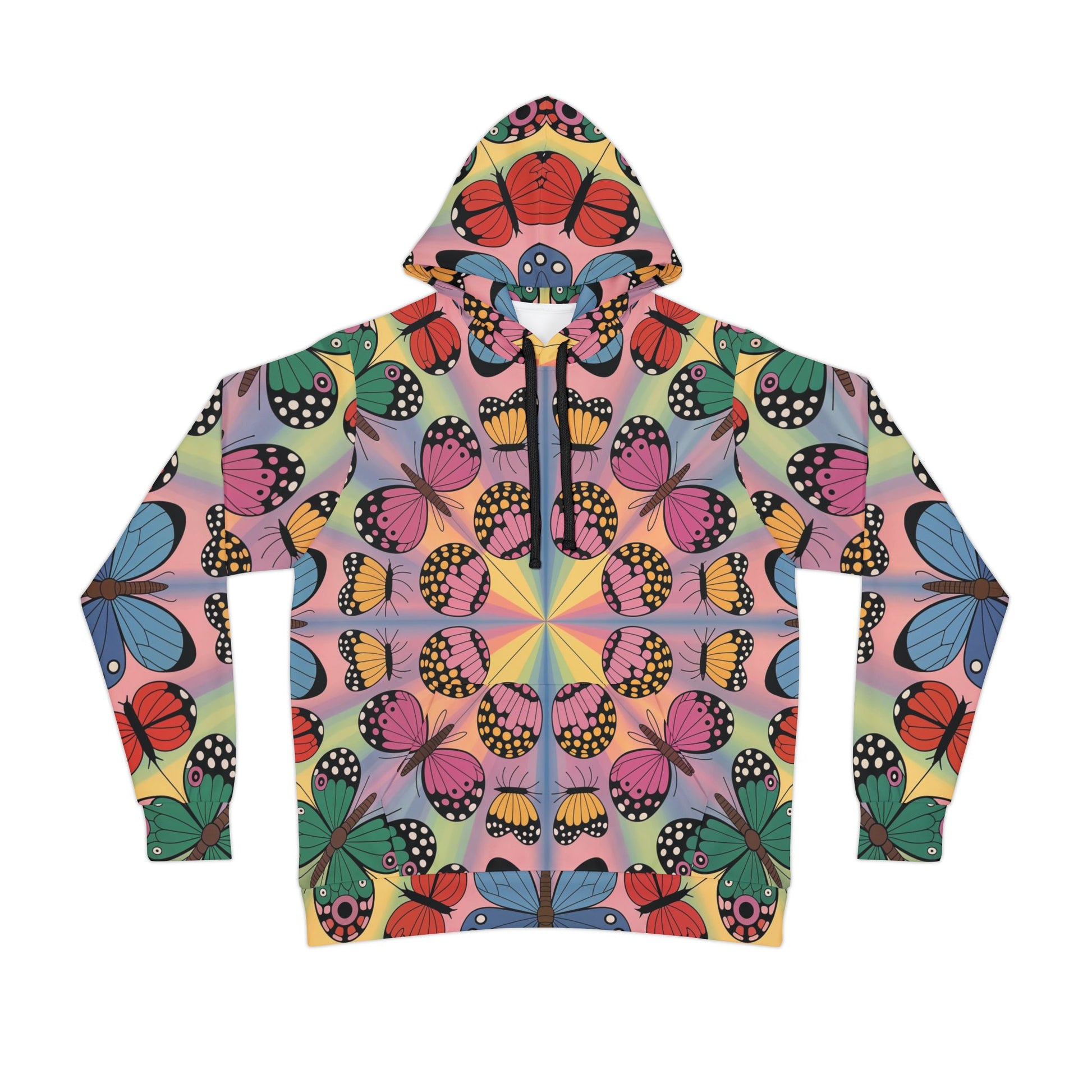 Unisex Hoodie – Kaleidoscope Flight | PixiOnyx Vibrant Activewear All Over Prints