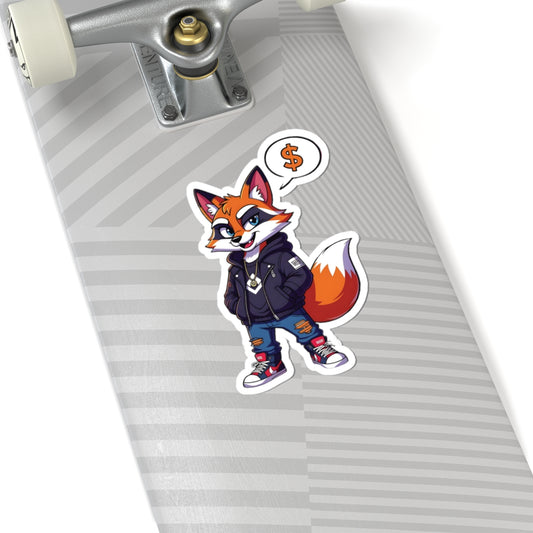 Street Hustle Fox Kiss-Cut Sticker – Urban Style Animal Art | PixiOnyx