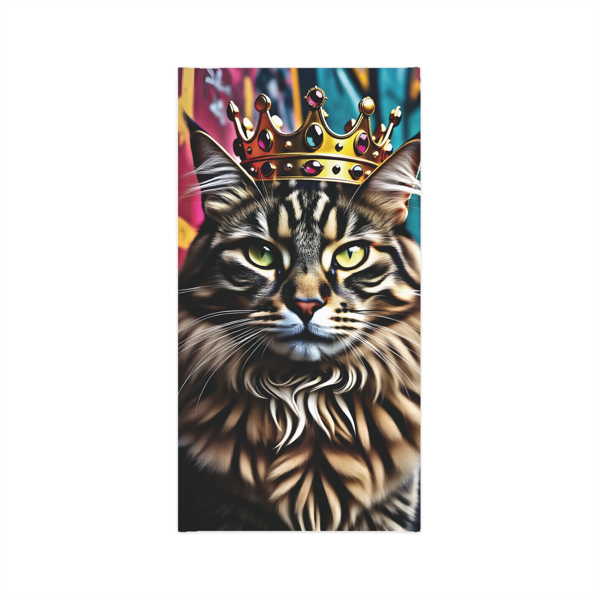 Regal cat portrait with crown on Neek Gaiter Crown Meowjesty PixiOnyx Urban Regal Wrap