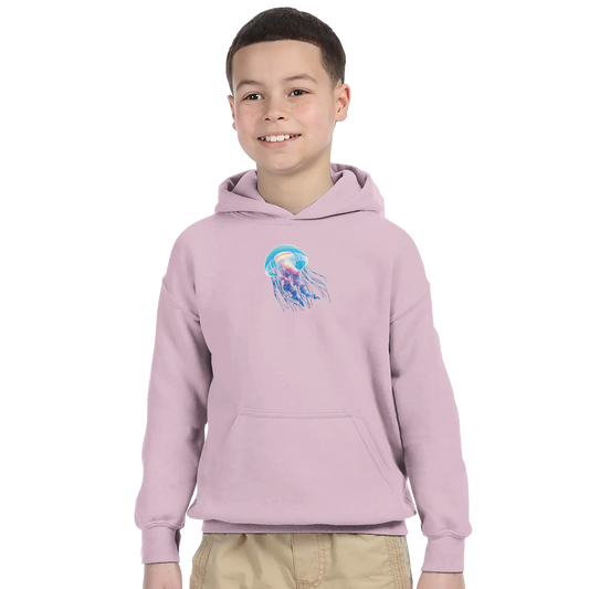 Child’s pink hoodie featuring a jellyfish design from PixiOnyx Ocean Reverie collection
