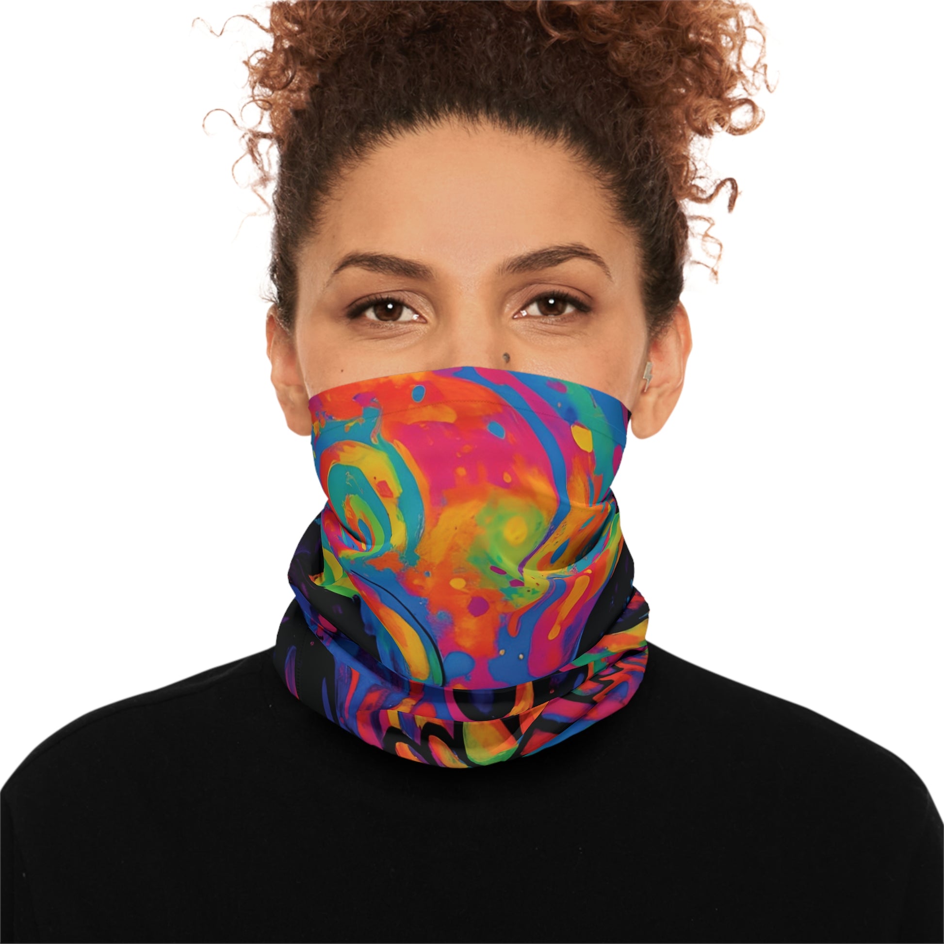 Colorful patterned Psychedelic Skull Neck Gaiter for vibrant festival face covering