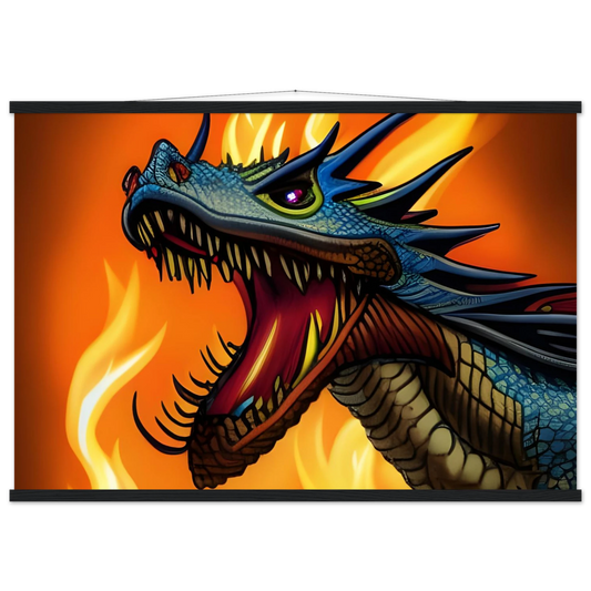 Dragon poster with fiery background from PixiOnyx’s Dragon’s Fury collection