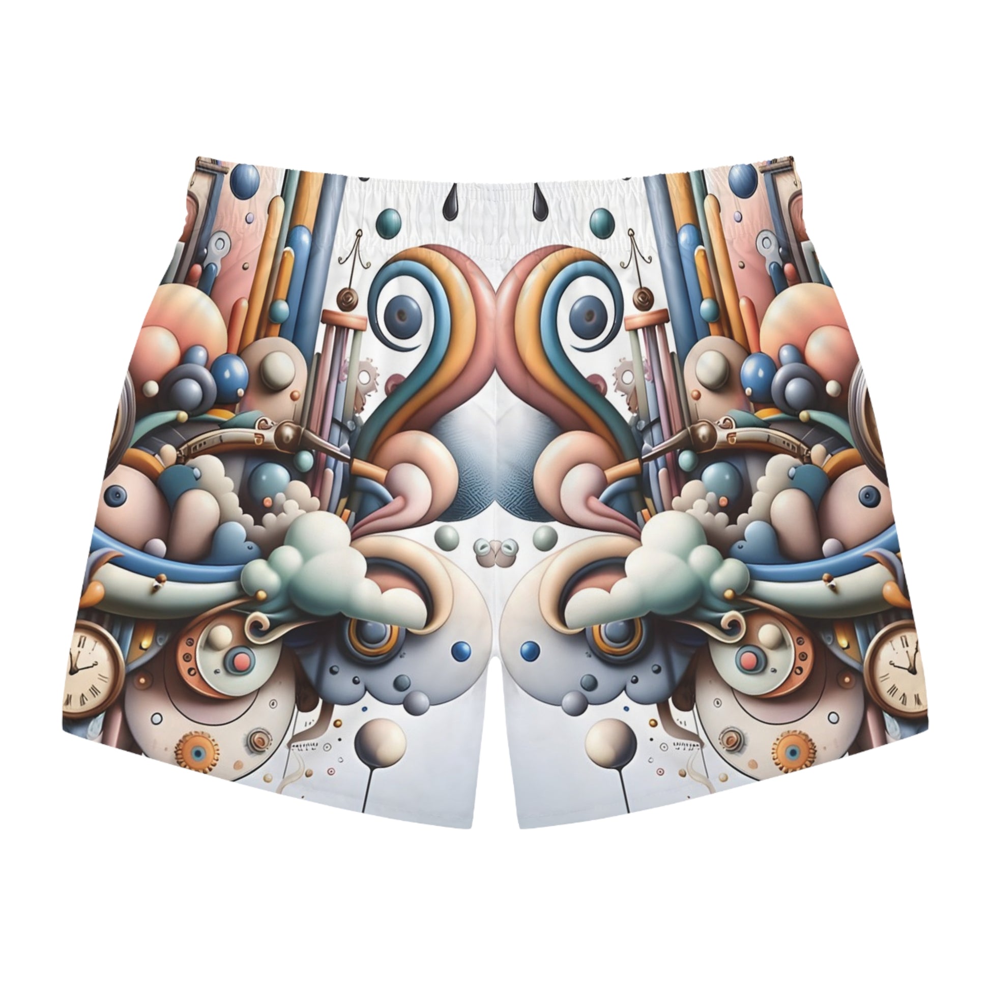 Colorful whimsical patterned shorts for Surreal Summer Style by PixiOnyx Beachwear