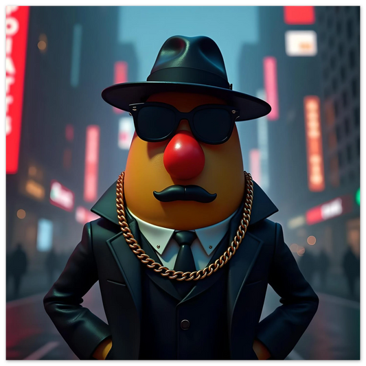 Gangster Potato Fine Art Poster featuring Mr. Potato Head in a Suit and Fedora