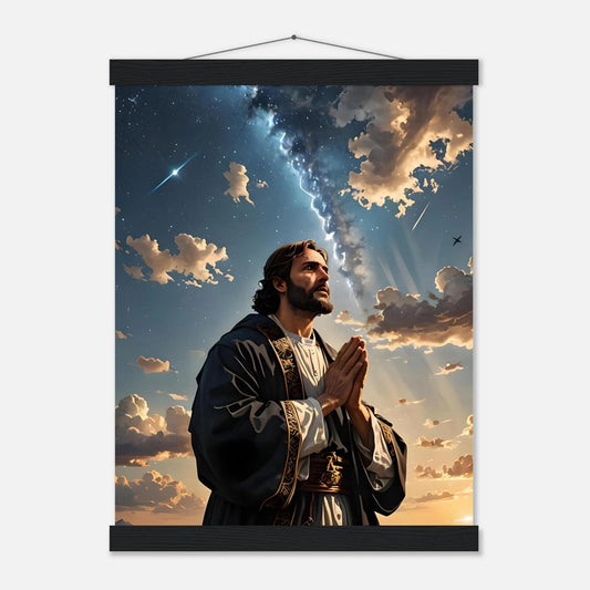 Religious wall hanging poster with hanger featuring prayer to the cosmos from PixiOnyx