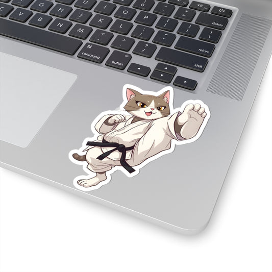 Kiss-Cut Sticker – Karate Cat | PixiOnyx Combat Whiskers Series