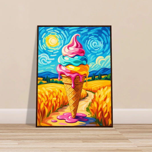 Framed ice cream cone painting from PixiOnyx Playful Elegance product collection