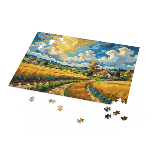 Landscape painting jigsaw puzzle from PixiOnyx Golden Fields Reverie Horizon Series
