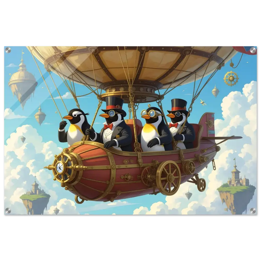 Acrylic Art Penguin Zeppelin Society steampunk penguin airship sculpture PixiOnyx Crystal Skies Edition