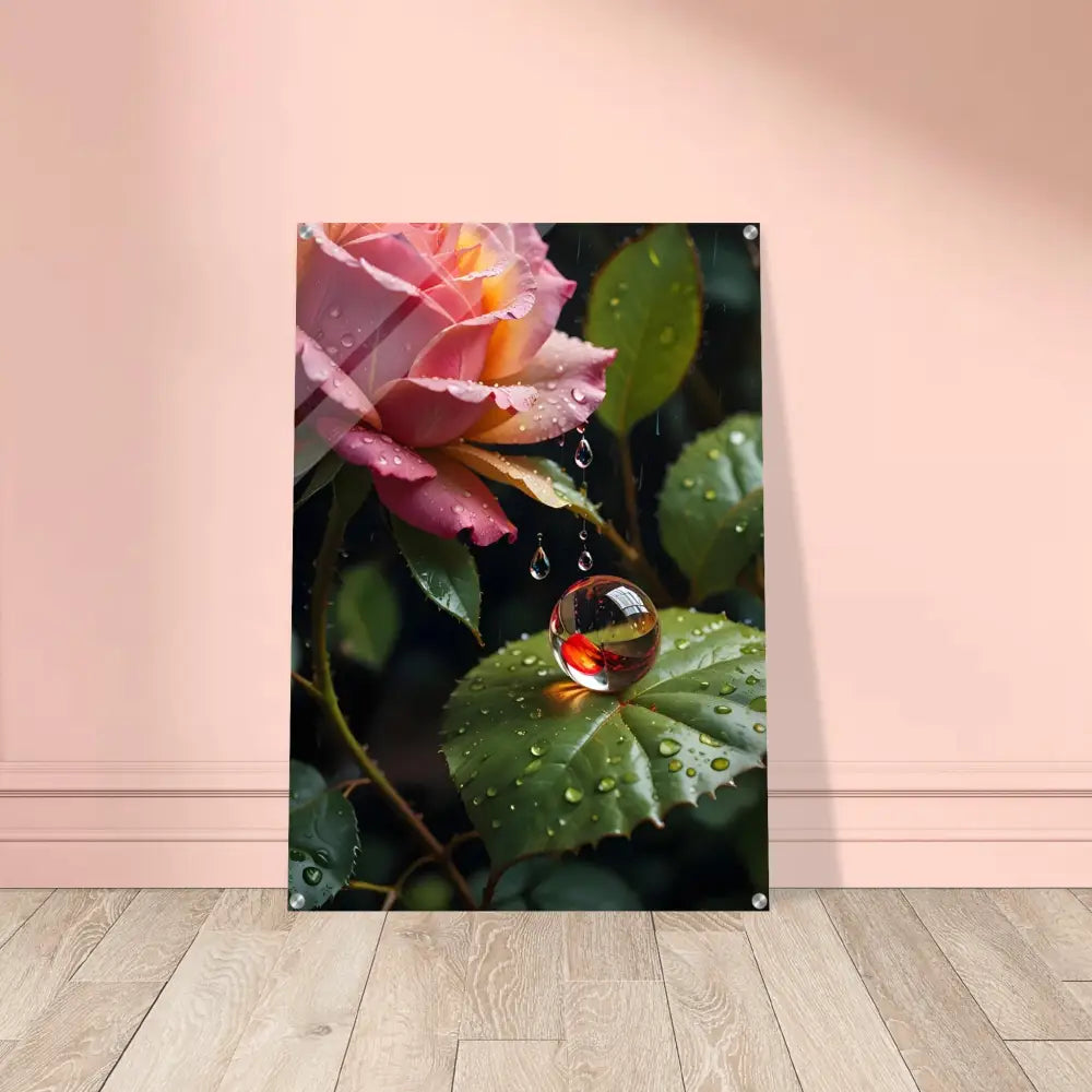 Acrylic Print Blush Reverie featuring Rose and Marble Wall Art by PixiOnyx Botanical Daydream