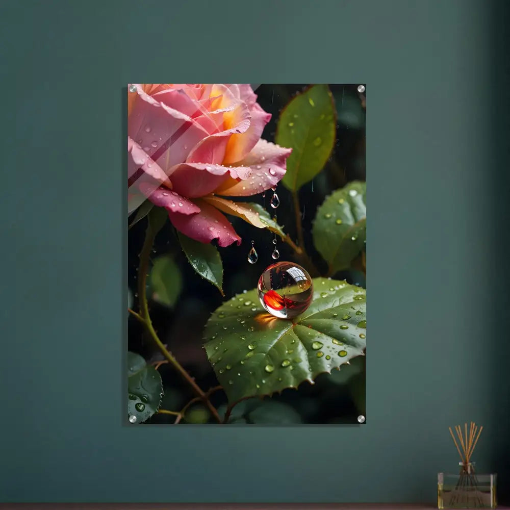Acrylic Print Blush Reverie featuring Rose and Marble Wall Art by PixiOnyx Botanical Daydream