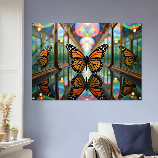 Acrylic print of Butterfly kaleidoscope wall art from Butterfly Reflections by PixiOnyx