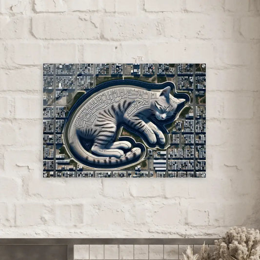 Cat-shaped maze artwork acrylic print in Citynap Overlook PixiOnyx Dimensional Glasswork