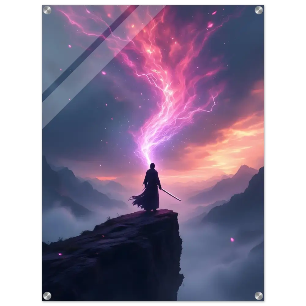 Framed fantasy art Acrylic Print Cliff Warrior The Edge of Power PixiOnyx Crystal Display