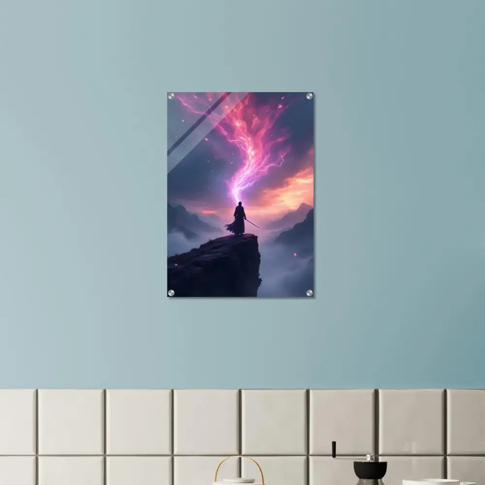 Fantasy art print of a Cliff Warrior displayed as an Acrylic Print by PixiOnyx