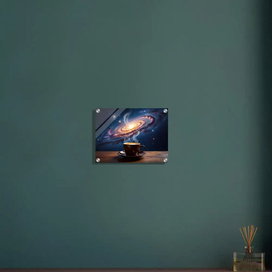 Framed galaxy coffee cup art acrylic print Cosmic Brew PixiOnyx Dreamscape Crystal