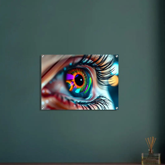 Colorful eye art print on Acrylic Print Cosmic Iris Portal of Vision PixiOnyx Dreamscape