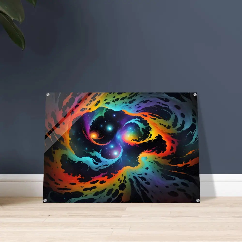 Colorful nebula acrylic print from PixiOnyx Cosmic Tides abstract dreamscape collection