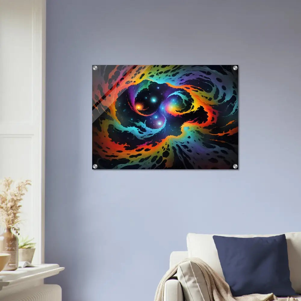 Colorful cosmic nebula artwork on acrylic print Cosmic Tides PixiOnyx Dreamscape Crystal