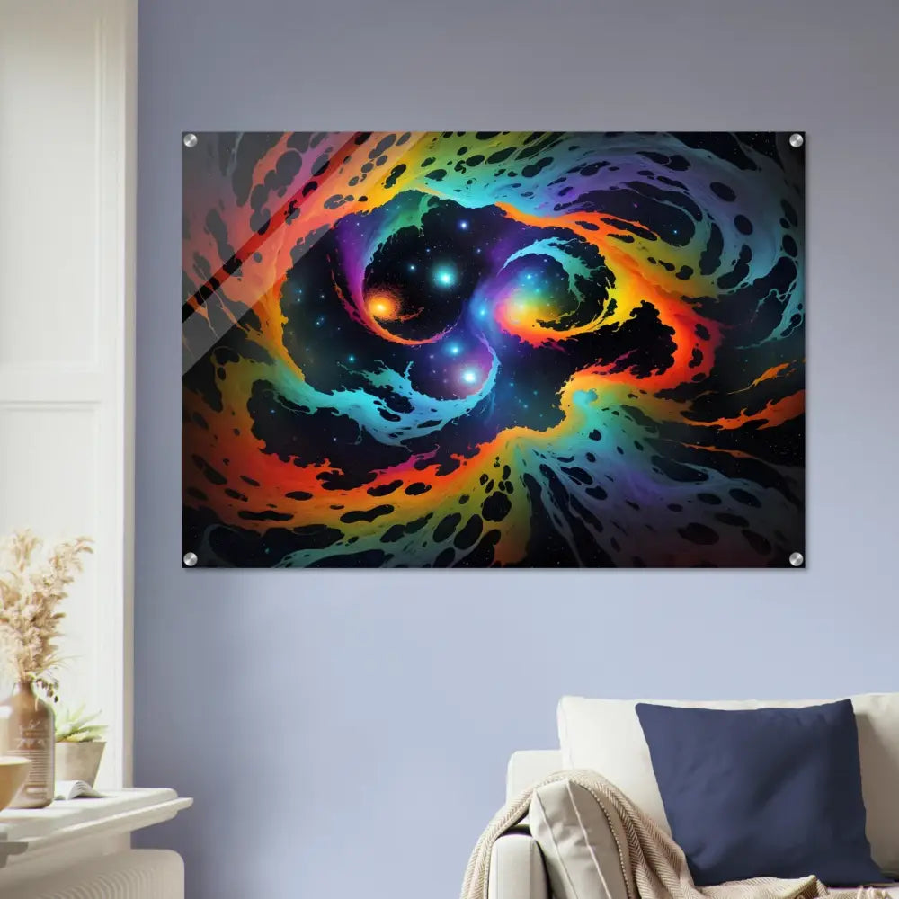 Colorful nebula acrylic wall art for Cosmic Tides abstract dreamscape decor