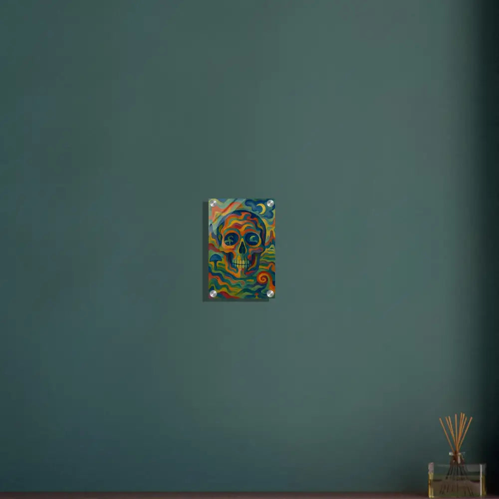 Colorful Skull Art acrylic print titled Craniocolor by PixiOnyx featuring vibrant glasslike design