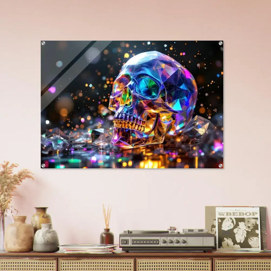 Colorful crystal skull artwork on Acrylic Print Crystal Skull Prism PixiOnyx Crystal Clarity Edition