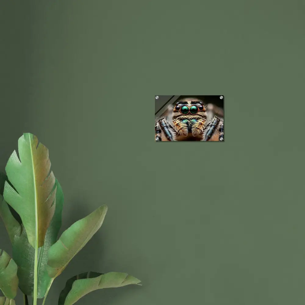 Close-up spider portrait acrylic print from PixiOnyx Nature Obscura collection