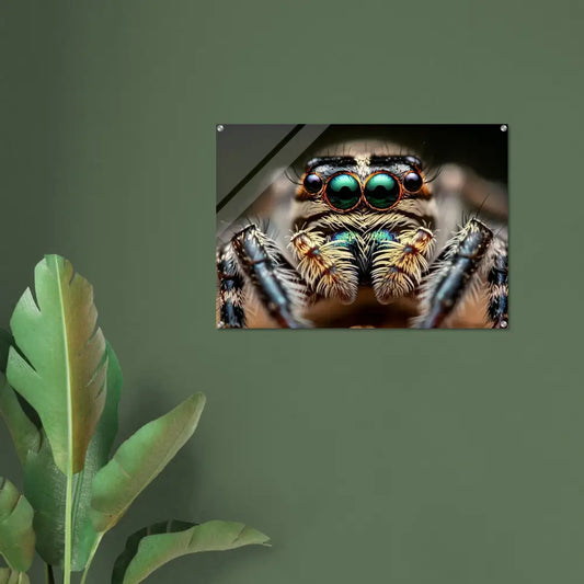 Close-up of framed Eight-Eyed Watcher spider Acrylic Print from PixiOnyx Nature Obscura