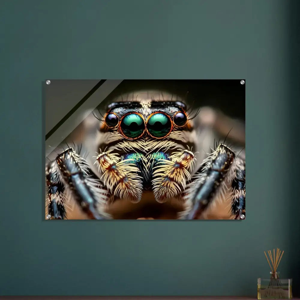Close-up of framed spider for Acrylic Print Eight-Eyed Watcher by PixiOnyx Nature Obscura
