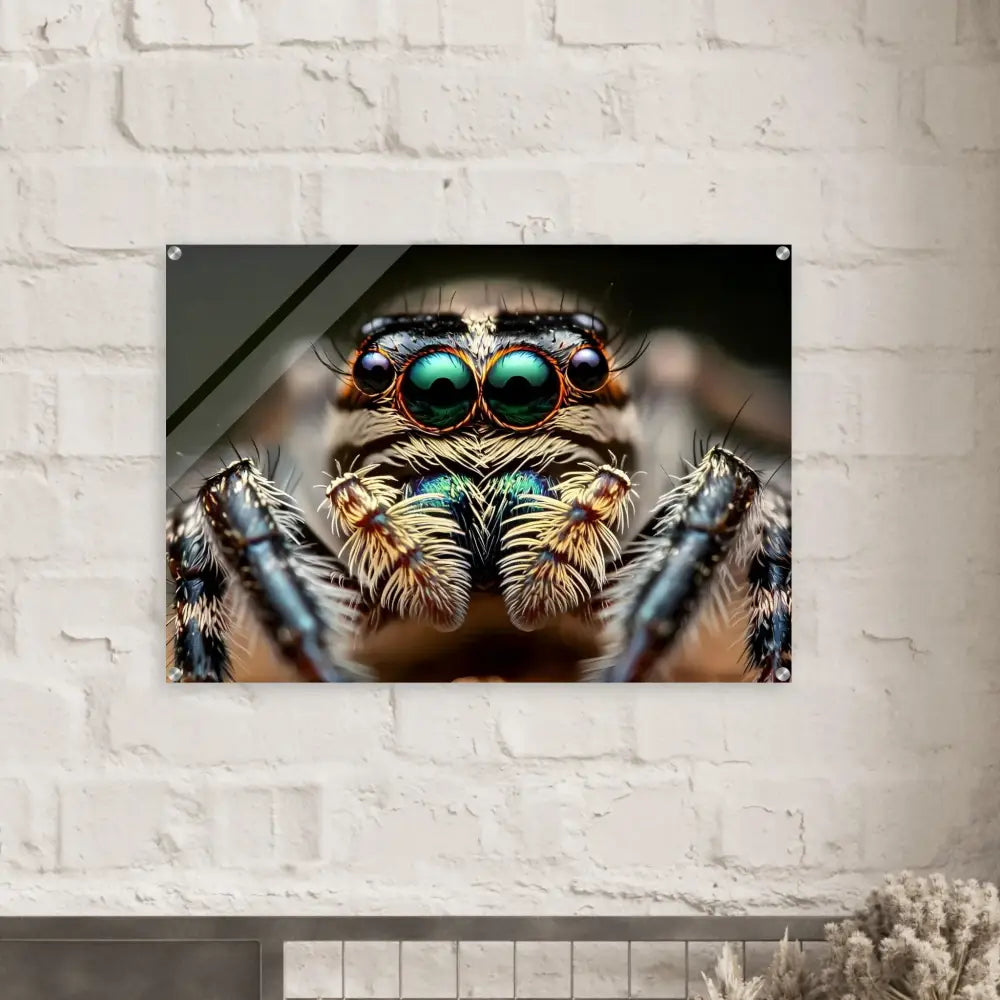 Framed close-up of a spider for Acrylic Print Eight-Eyed Watcher by PixiOnyx Nature Obscura